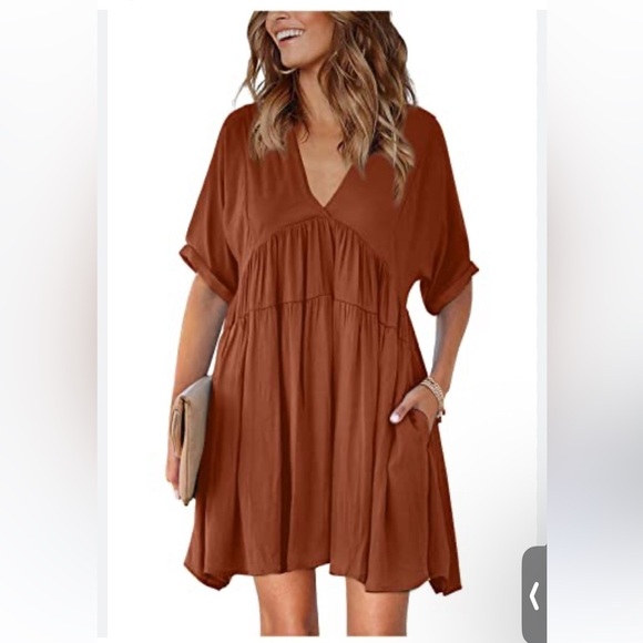 Dresses & Skirts - Rust Orange V-Neck Dress